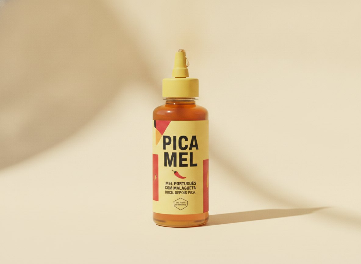 Garrafa squeeze PICA MEL, mel português com malagueta